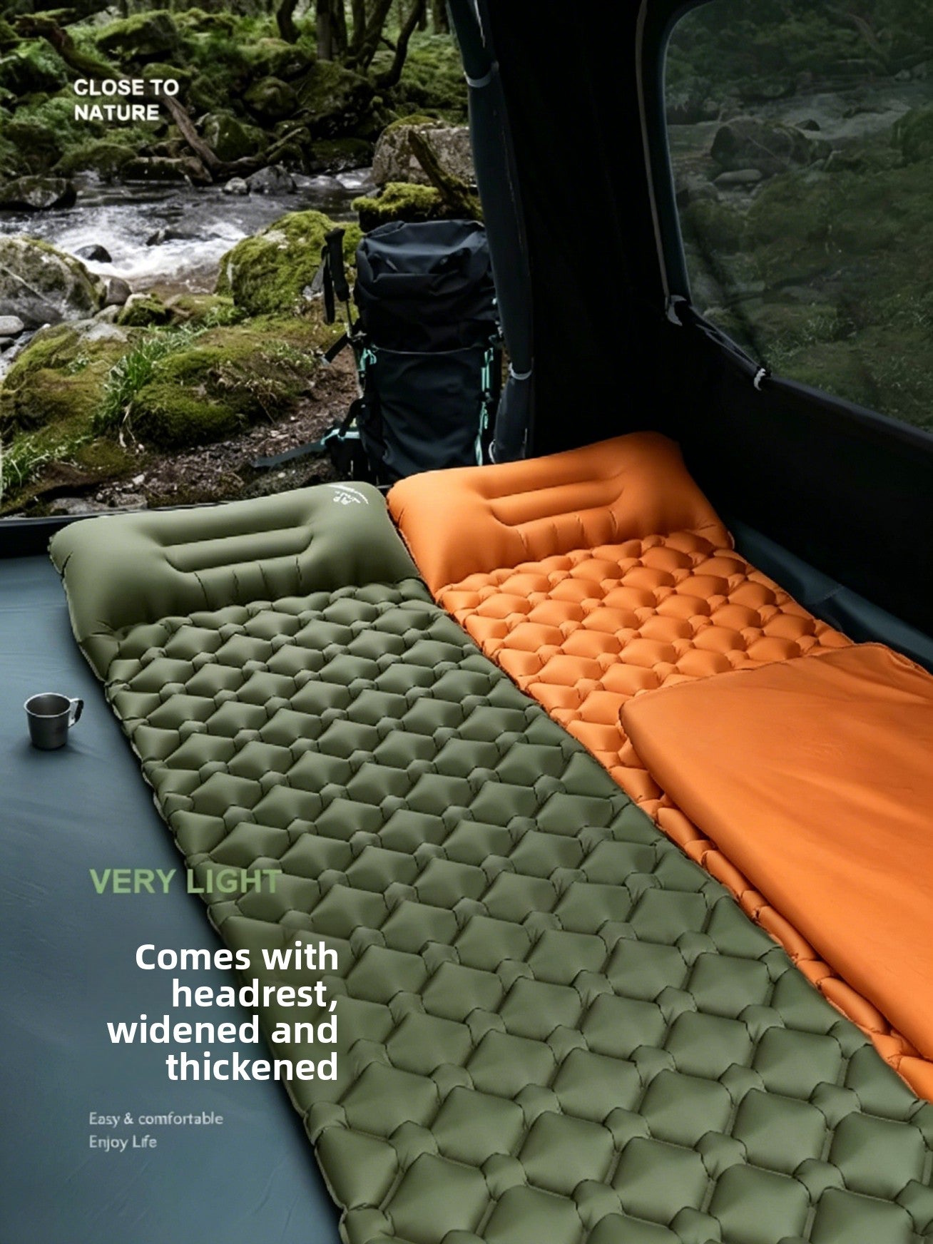 Inflatable Camping Sleeping Mat, TPU