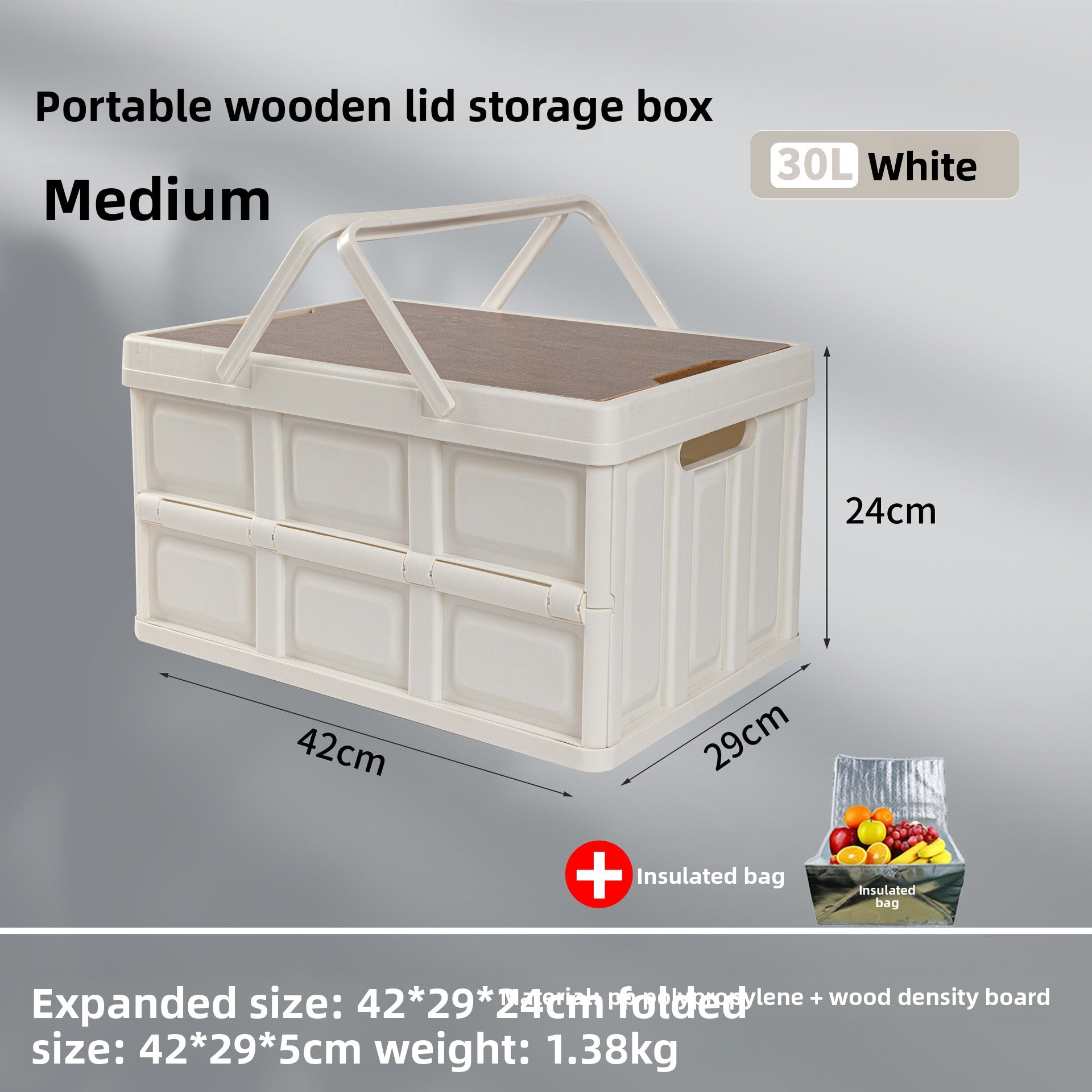 Foldable Outdoor Storage Box with Wooden-Style Cover