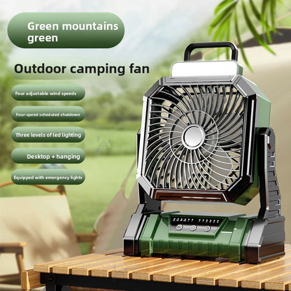 USB Rechargeable Camping Fan with LED Light