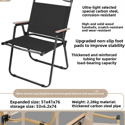 Folding Camp Chair with Beech Wood Accents
