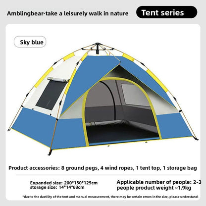 Automatic Pop-Up Camping Tent, 2–4 Person