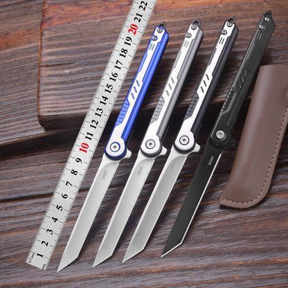Folding Camp Knife with Leather Sheath | Forged Expedition