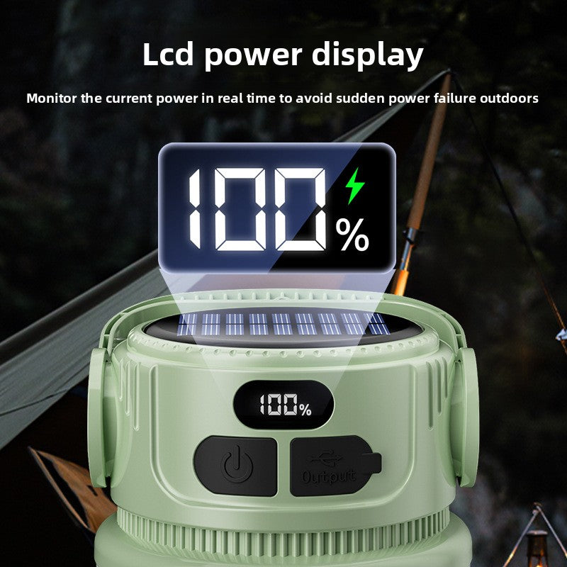 Solar Camping Lantern with Digital Battery Display
