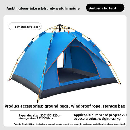 Automatic Pop-Up Camping Tent, 2–4 Person