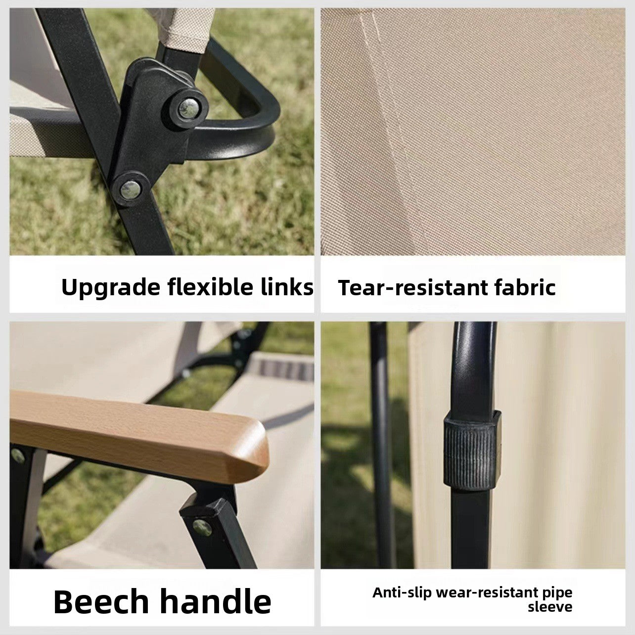 Folding Camp Chair with Beech Wood Accents
