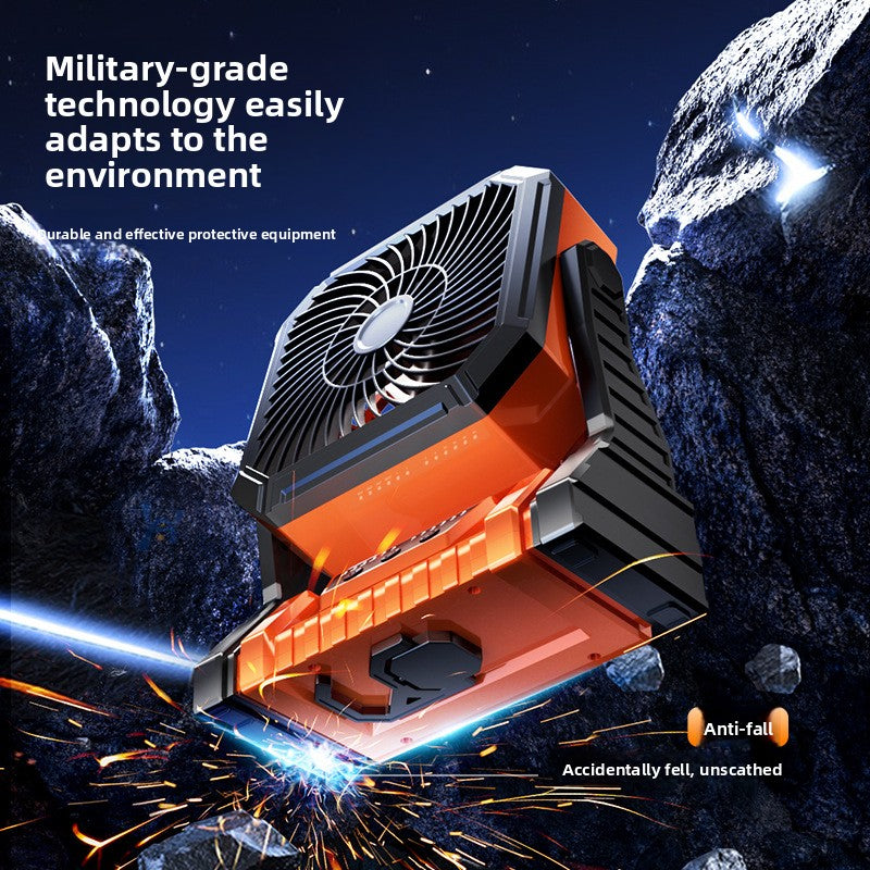 USB Rechargeable Camping Fan with LED Light