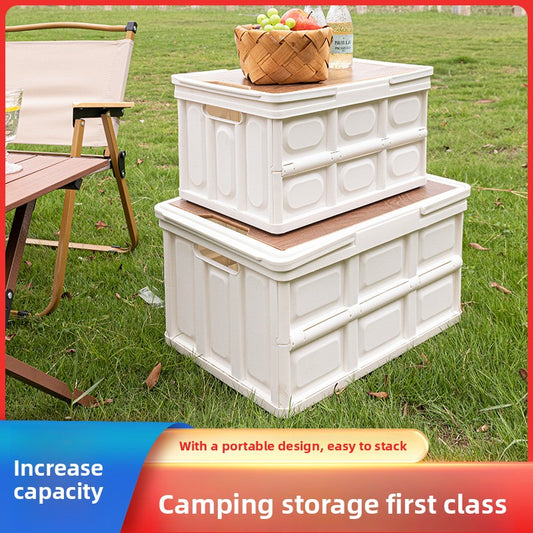 Foldable Outdoor Storage Box with Wooden-Style Cover | Forged Expedition