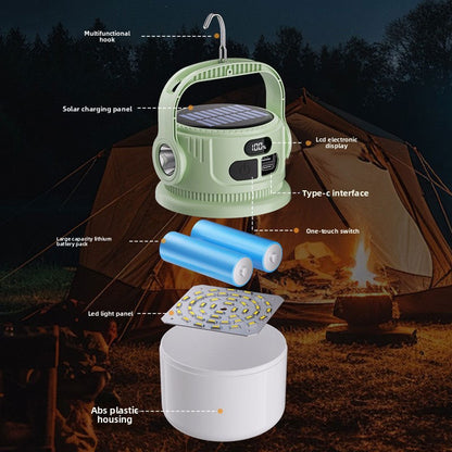 Solar Camping Lantern with Digital Battery Display