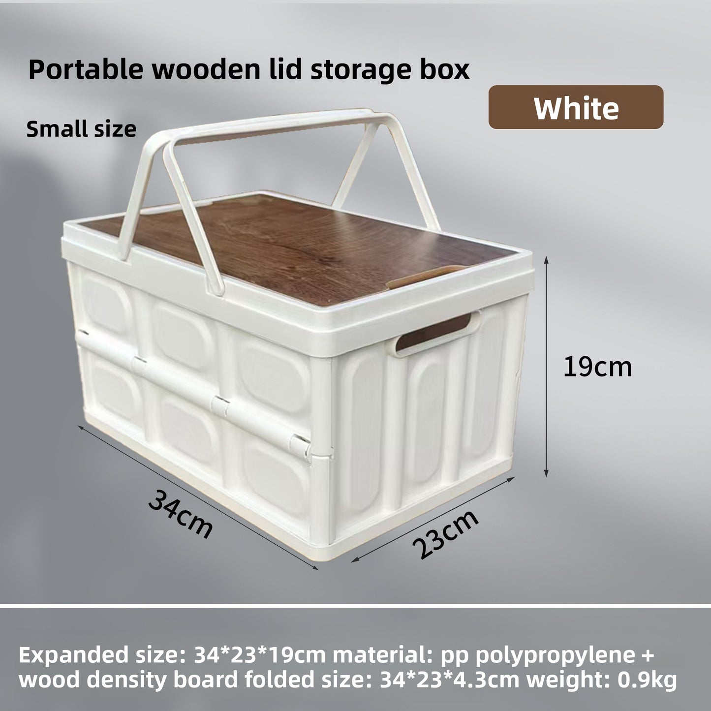 Foldable Outdoor Storage Box with Wooden-Style Cover