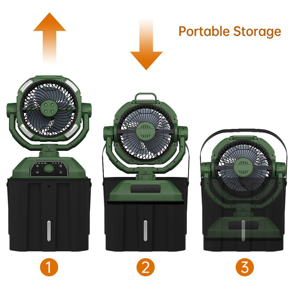 USB Camping Fan with Mist Spray & LED Light