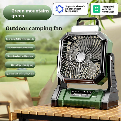 USB Rechargeable Camping Fan with LED Light