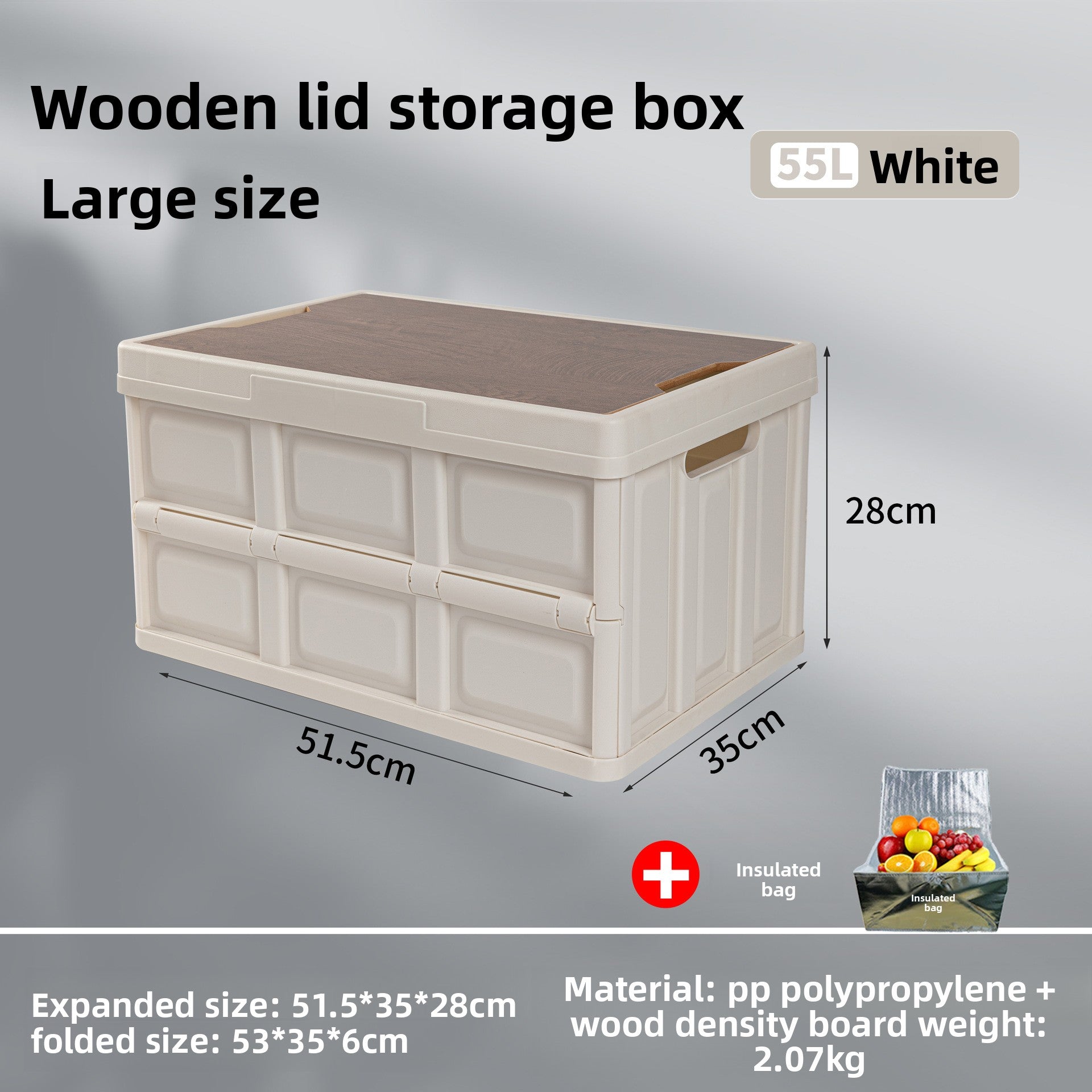Foldable Outdoor Storage Box with Wooden-Style Cover