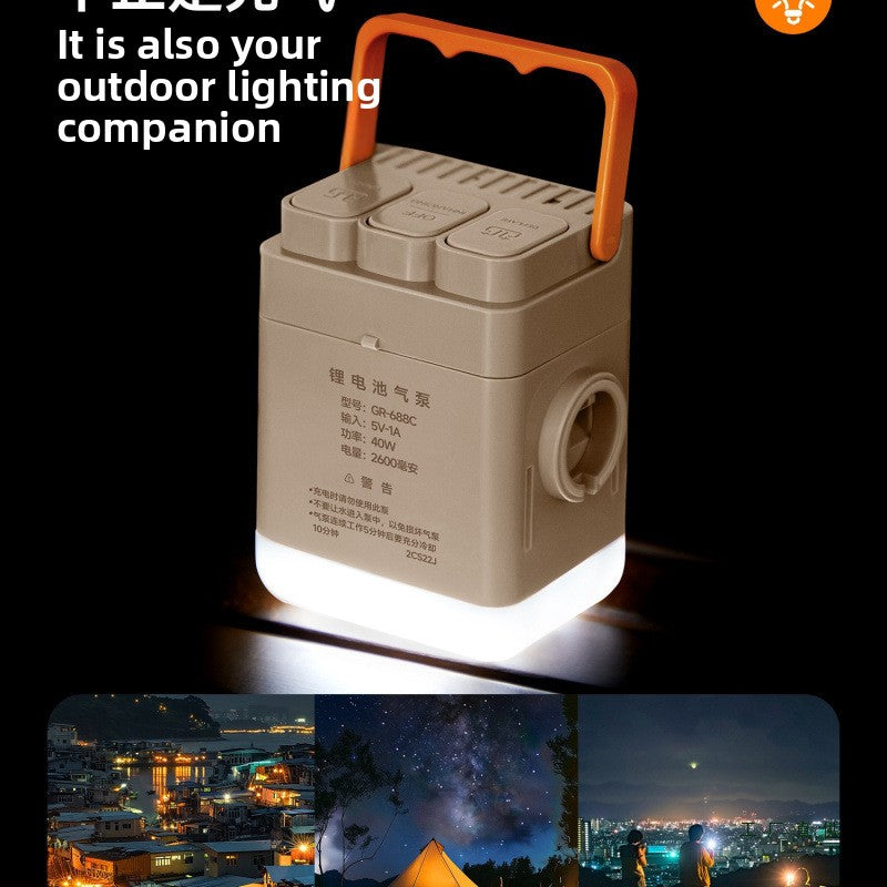 Cordless Electric Air Pump with Camping Light