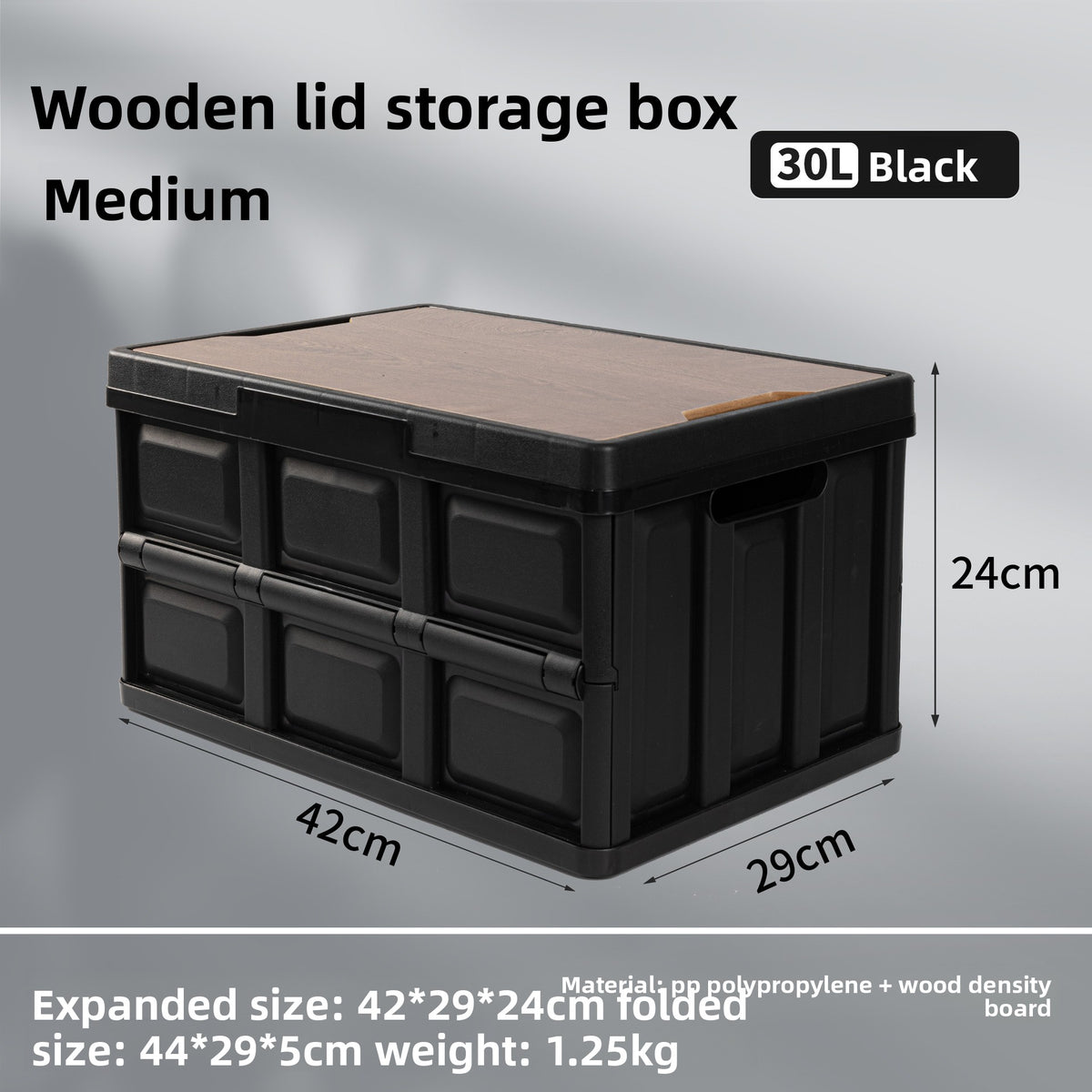 Foldable Outdoor Storage Box with Wooden-Style Cover