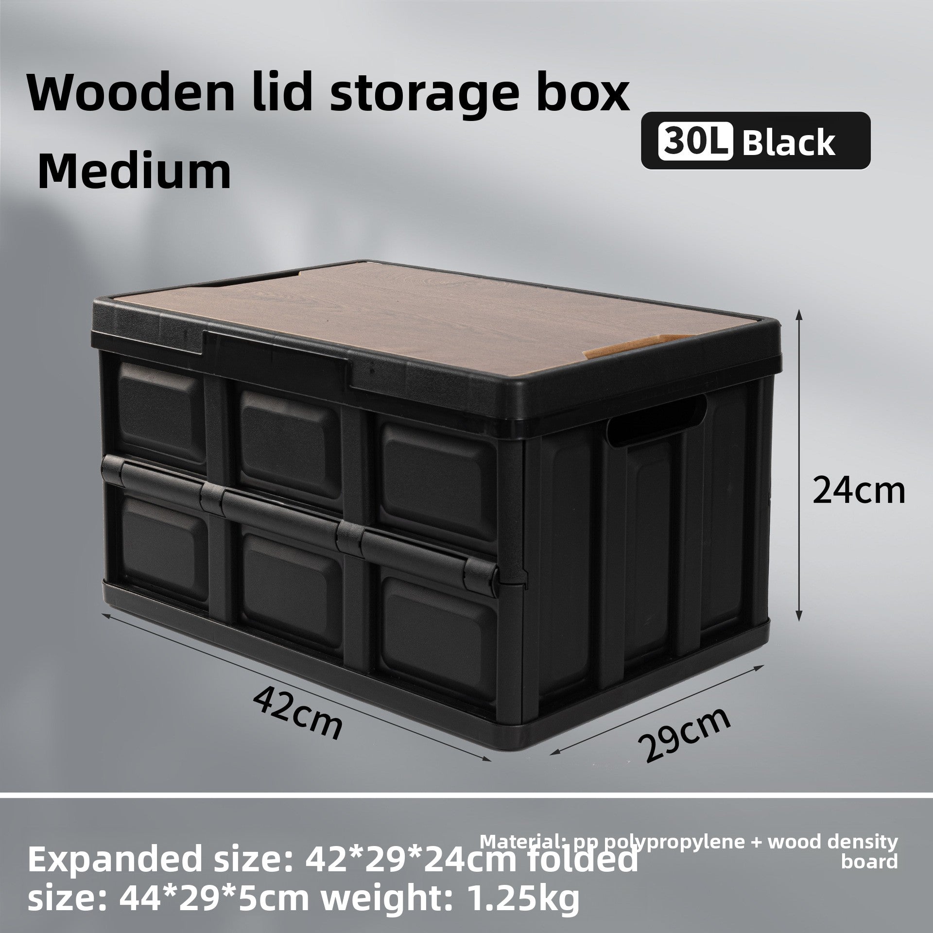 Foldable Outdoor Storage Box with Wooden-Style Cover