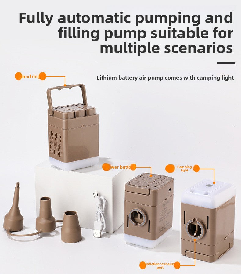 Cordless Electric Air Pump with Camping Light