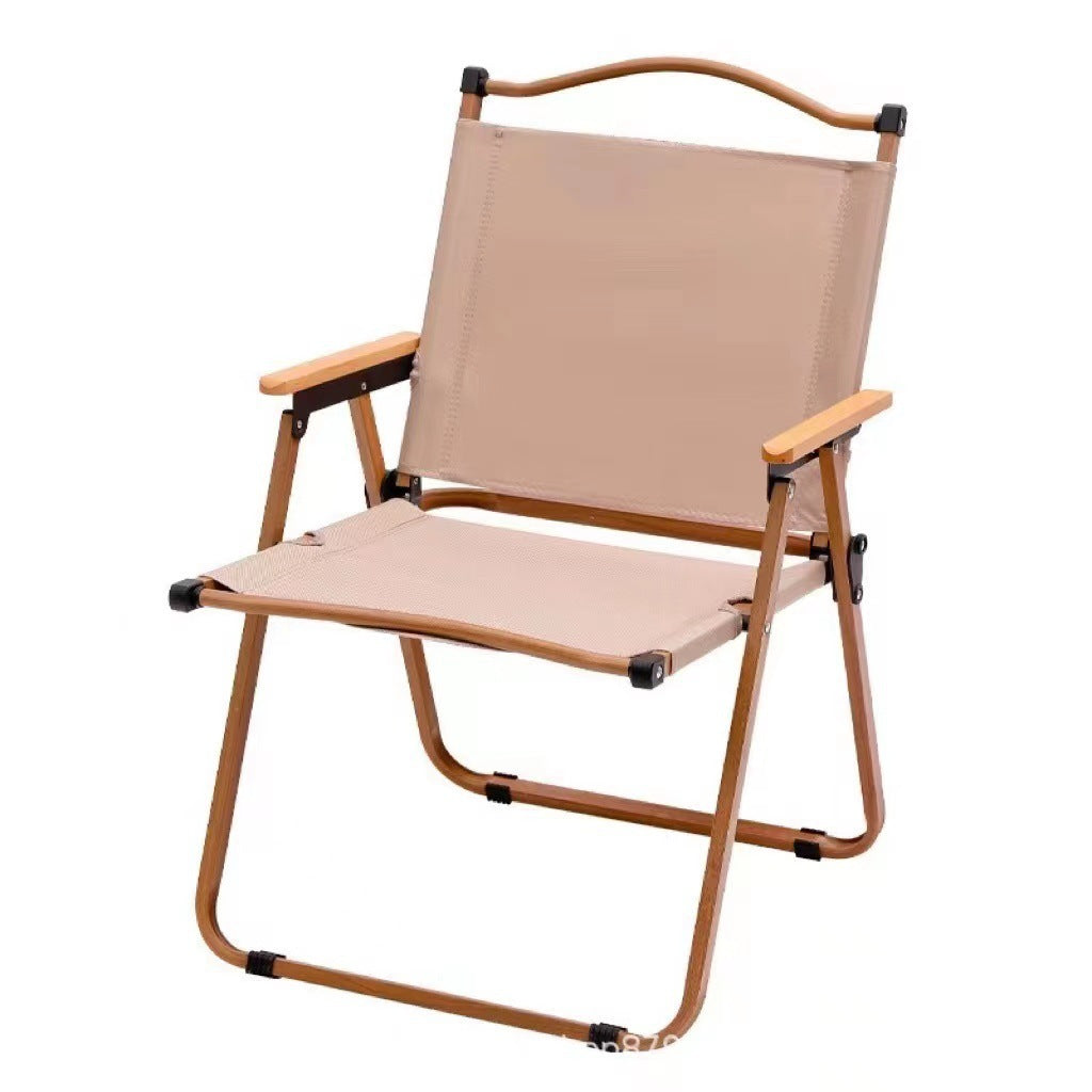 Folding Camp Chair with Beech Wood Accents