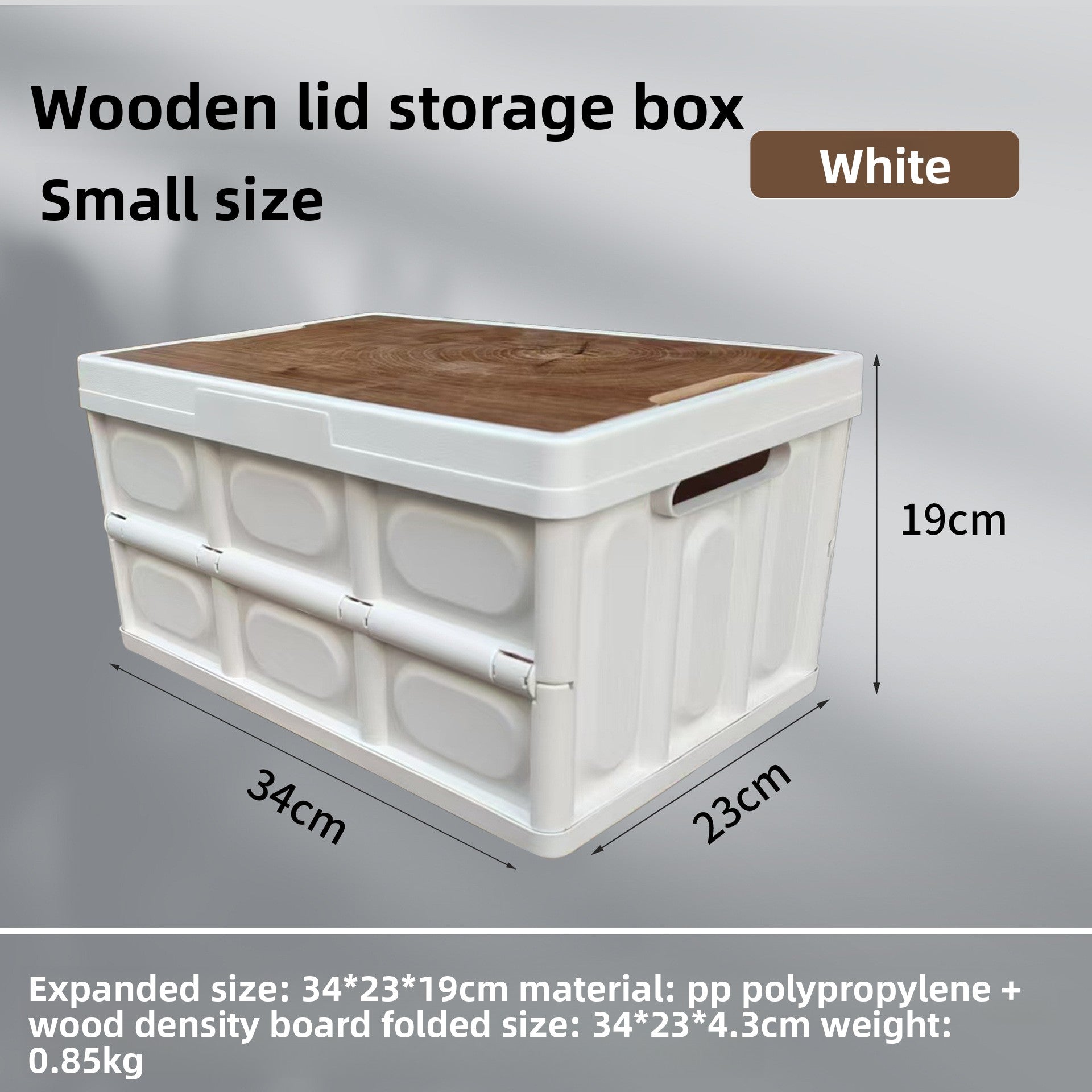 Foldable Outdoor Storage Box with Wooden-Style Cover