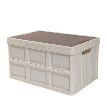 Foldable Outdoor Storage Box with Wooden-Style Cover
