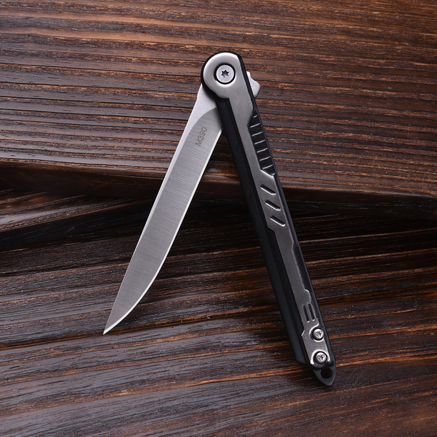 Folding Camp Knife with Leather Sheath