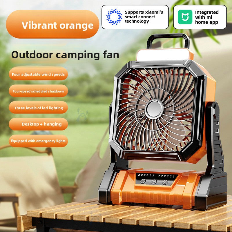 USB Rechargeable Camping Fan with LED Light
