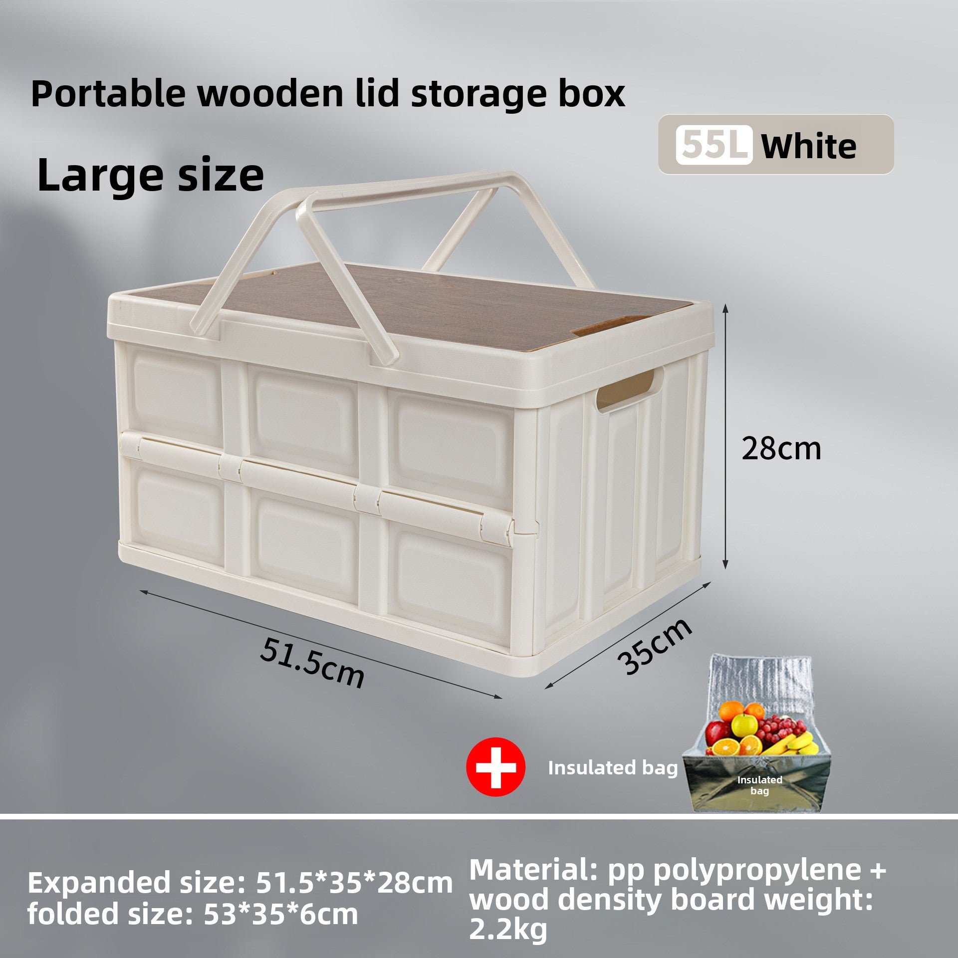 Foldable Outdoor Storage Box with Wooden-Style Cover