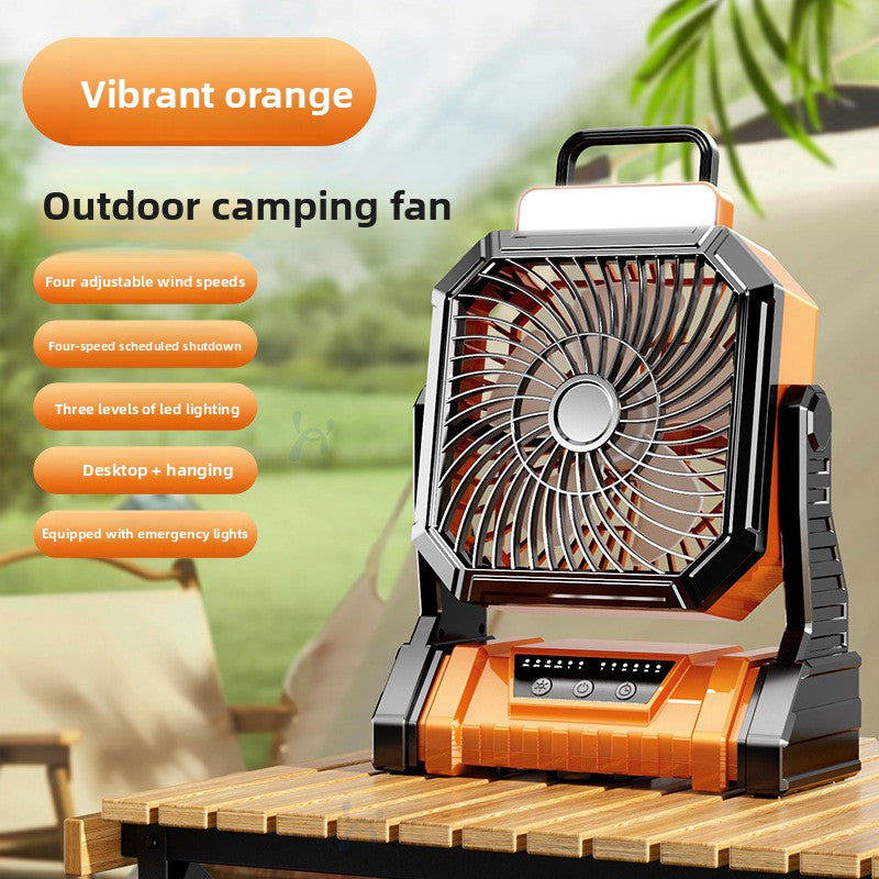USB Rechargeable Camping Fan with LED Light